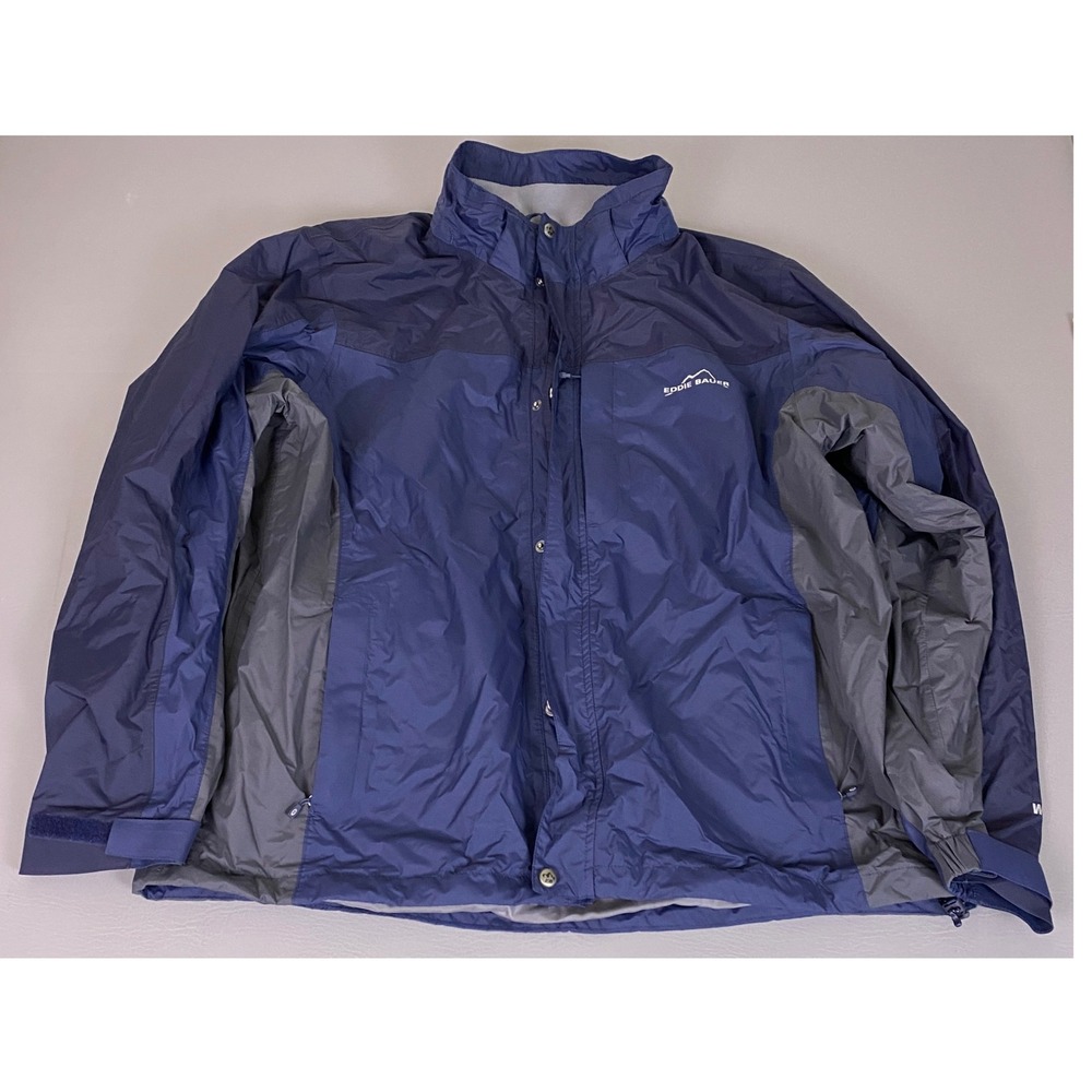 Eddie Bauer WeatherEdge Jacket‎ Windbreaker Men's XL Navy Blue Grey Waterproof